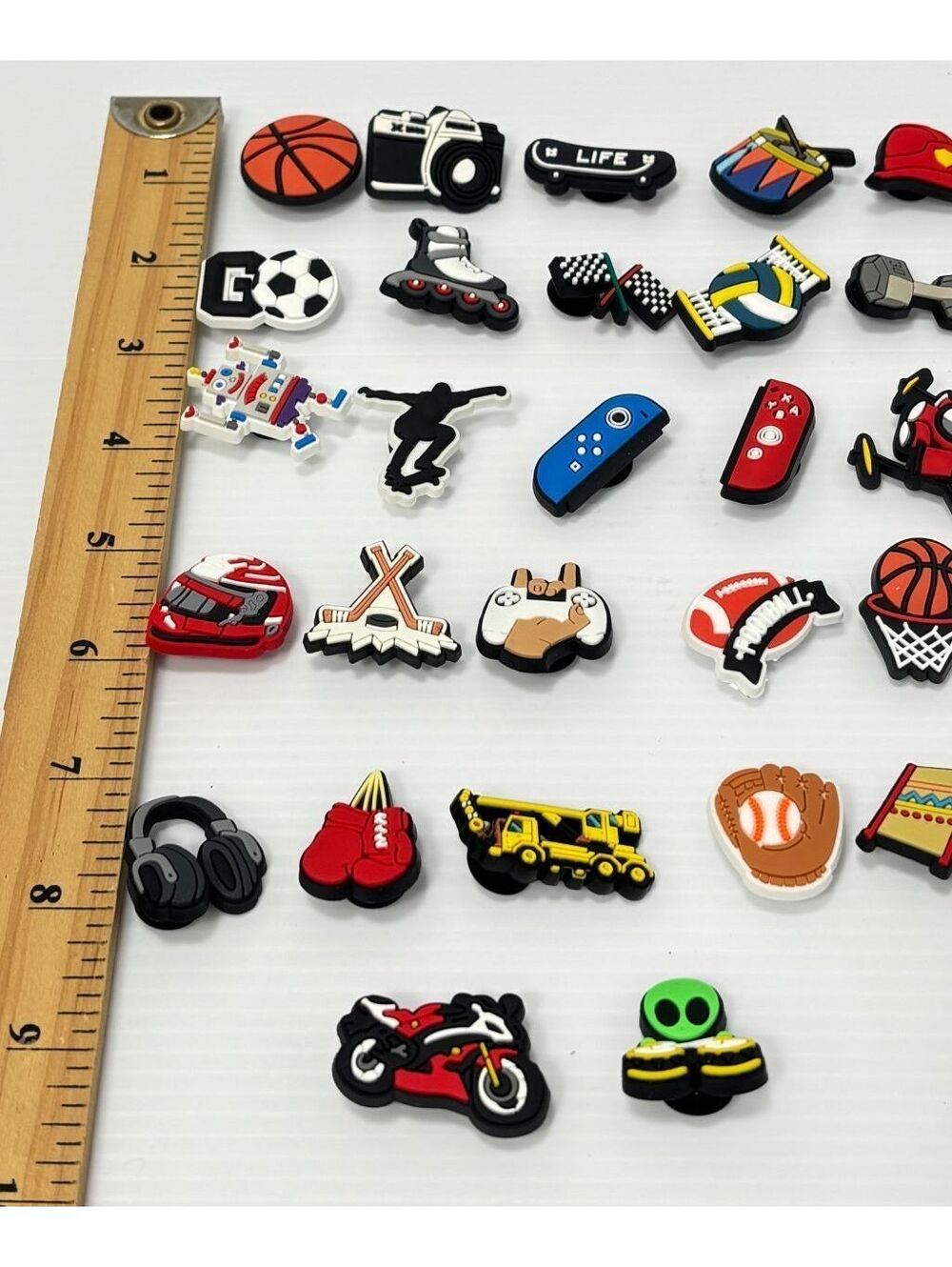 Assorted Sports and Gaming Themed Rubber Shoe Charms 27 pcs